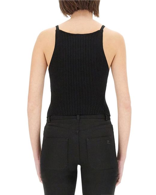 Courreges Black Courregès Ribbed Tank Top