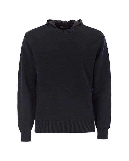 Herno Blue Cotton Hooded Ribbed for men