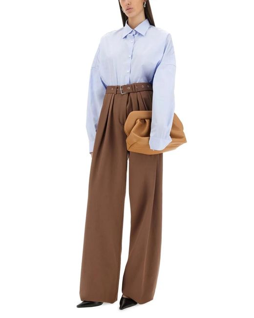 Dries Van Noten Brown Wide-Leg Pants With Belt
