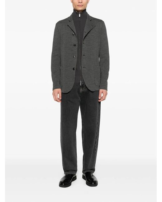Emporio Armani Black Chevron Cardigan for men