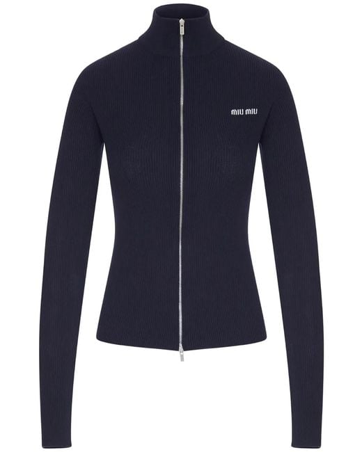Miu Miu Blue Midnight Cotton Cardigan