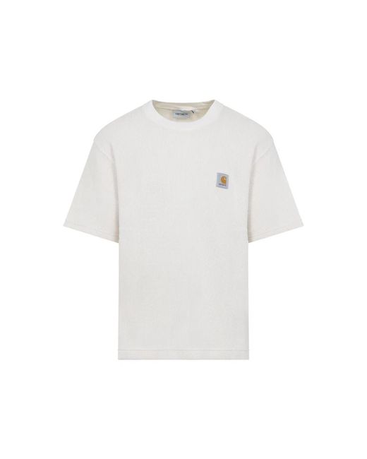 Carhartt White Light Nelson Waffle Cotton T-Shirt for men