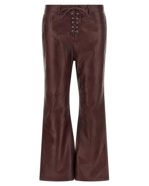 ROTATE BIRGER CHRISTENSEN Brown Rotate Birger Christensen Flared Leather-Effect Pants