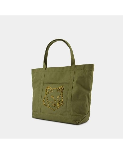 Maison Kitsuné Green Maison Kitsuné Fox Head Large Shopper Bag