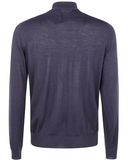 FILIPPO DE LAURENTIIS Blue Mock Turtle Neck Sweater for men