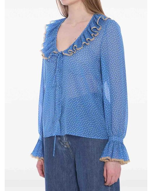 Valentino Garavani Blue Silk Blouse