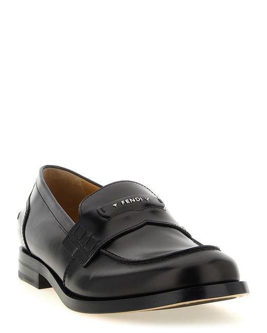 Fendi Black Ateneo' Loafers for men