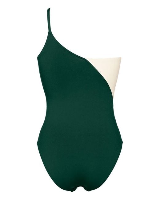 Eres Green Tandem Two-Tone One-Shoulder Swimsuit