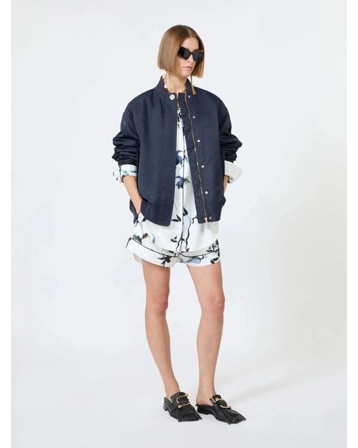 Max Mara Blue Spxangelo Oversized Bomber Jacket
