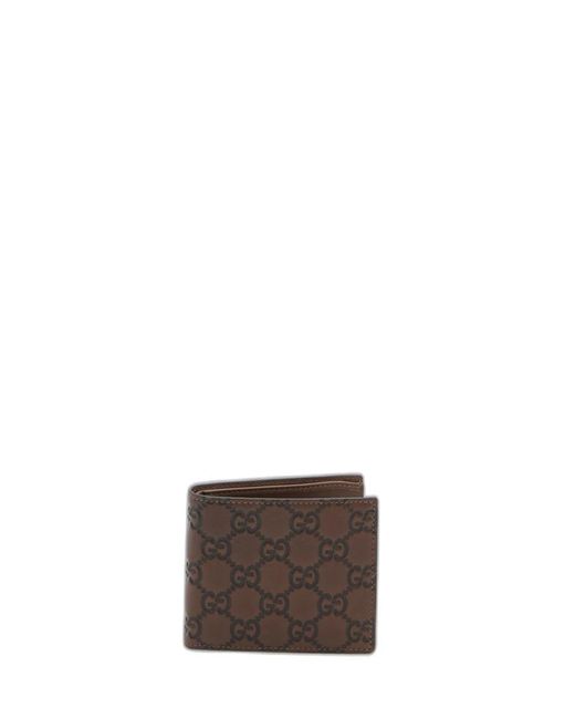 Gucci Brown Gg Emblem Bi-Fold Wallet for men
