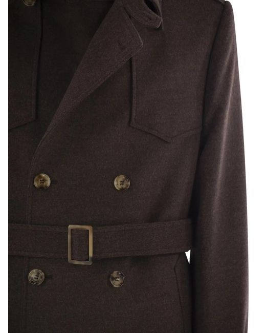Brunello Cucinelli Black Wool Trench for men