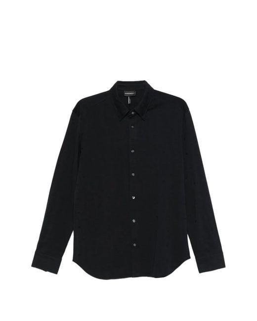 Emporio Armani Black Logo Cotton Shirt for men