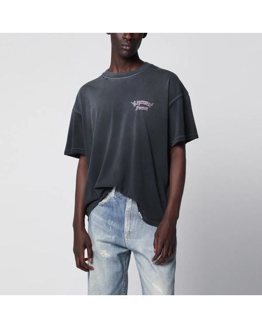 Represent Black Used-Effect Cotton T-Shirt for men