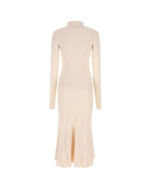 Balenciaga White Sand Silk Blend Dress