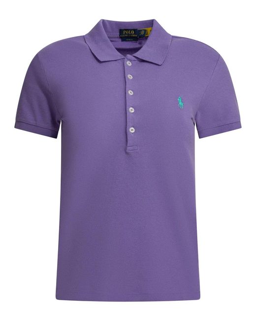 Polo Ralph Lauren Purple Slim-Fit Stretch Logo Cotton Elastane Polo Shirt