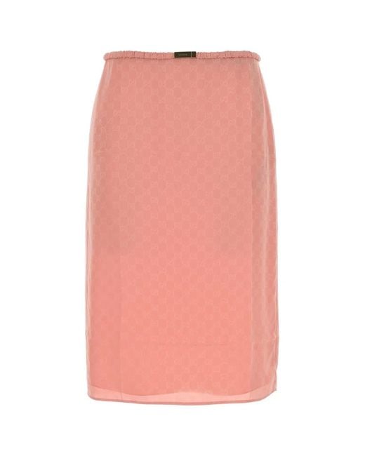 Gucci Pink Silk Skirt