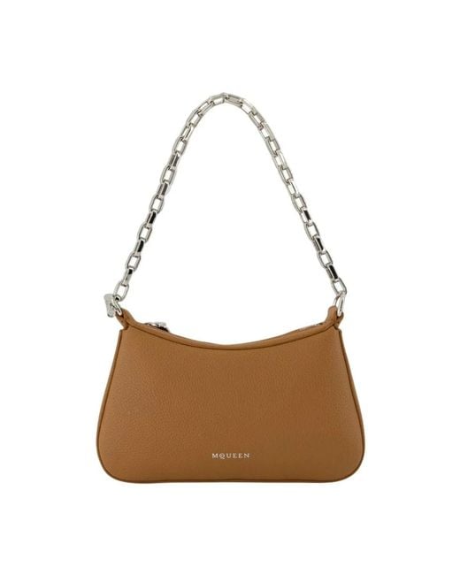 McQueen Brown T Bar Mini Handbag