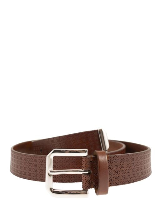 Brunello Cucinelli Brown Micro-Perforated Leather Belt for men