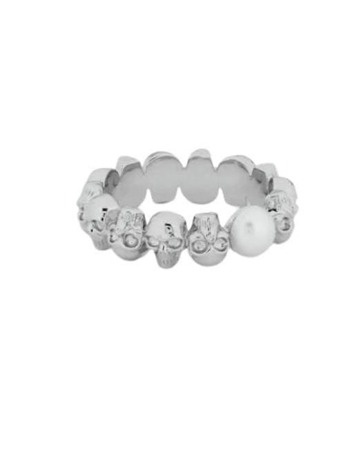 McQueen Black Tone Skull Motif Pearl Band for men