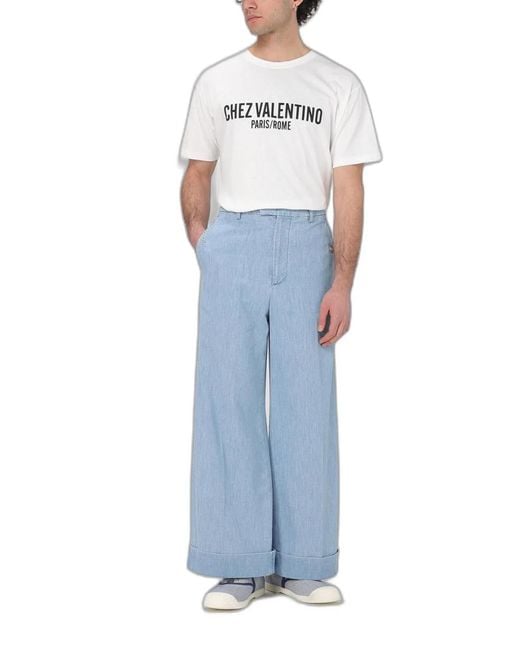 Valentino Blue Denim Pants With Lapels for men