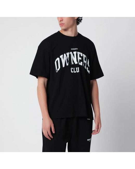 Represent Black Cotton Owners Club T-Shirt for men