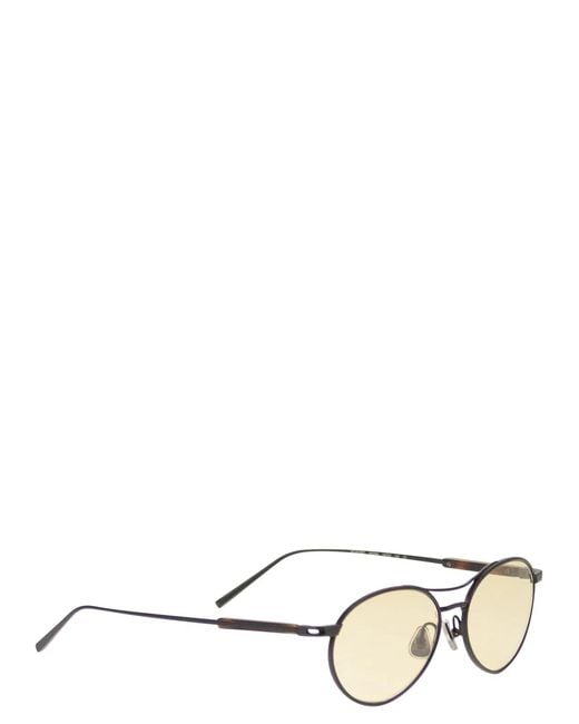 Brunello Cucinelli Natural Titanium Aviator Sunglasses With Crystal Lenses
