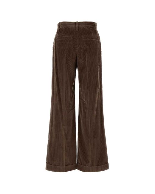 Brunello Cucinelli Brown Corduroy Wide-Leg Pant