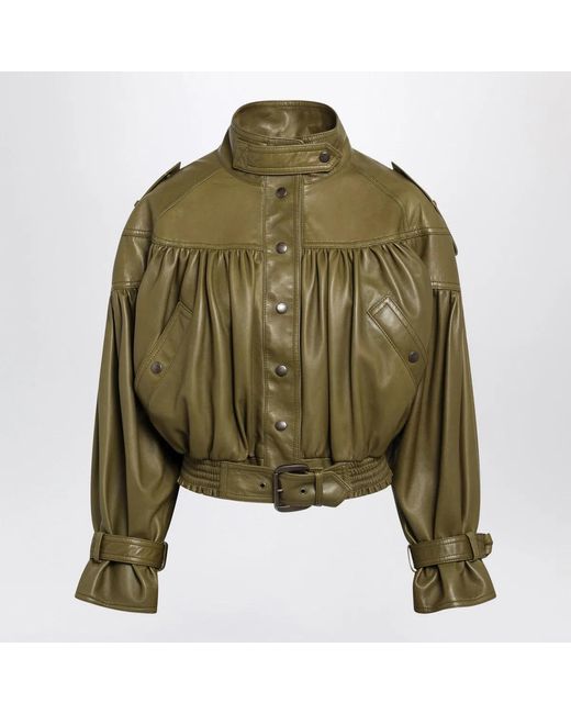Chloé Green Eucalyptus Cropped Jacket With Leather Belt