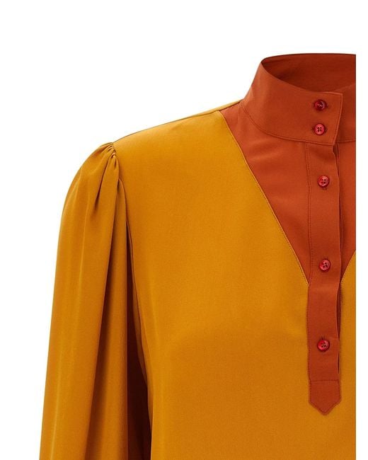 Saint Laurent Purple Color-Block Blouse