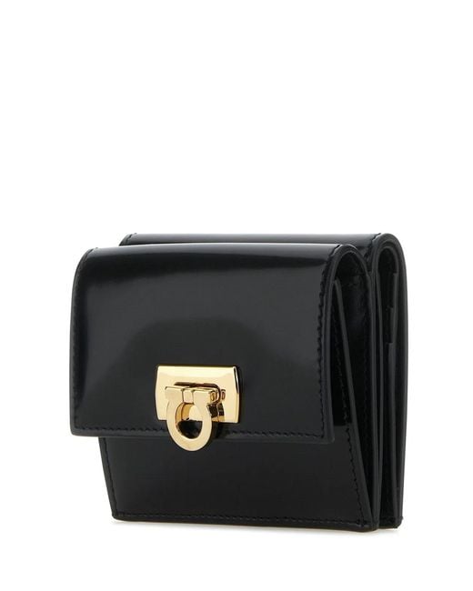 Ferragamo Black 'Wanda' Wallet With Gancini Closure