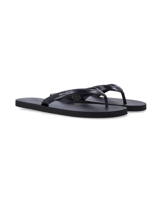 Prada Blue Brushed Leather Flipflop Sandals for men