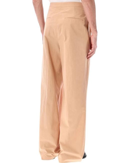 Dries Van Noten Natural Pleated Cotton Poplin Pants for men