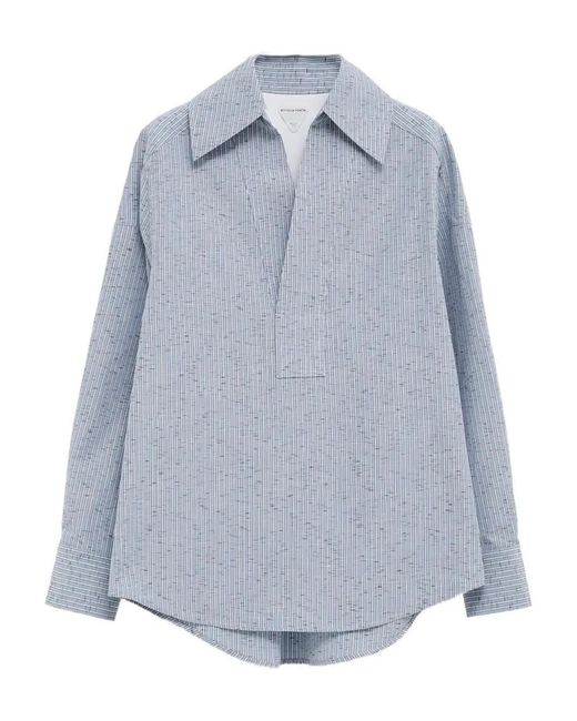 Bottega Veneta Blue Cotton And Linen Blouse