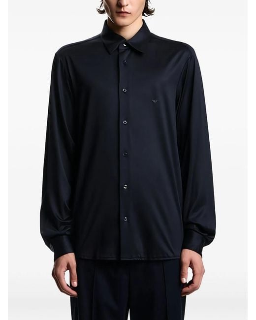 Emporio Armani Blue Cotton Blend Shirt for men