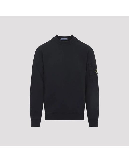 Stone Island Blue Regular Fit Crew Neck Sweatshirt With Seasonal Pocket for men