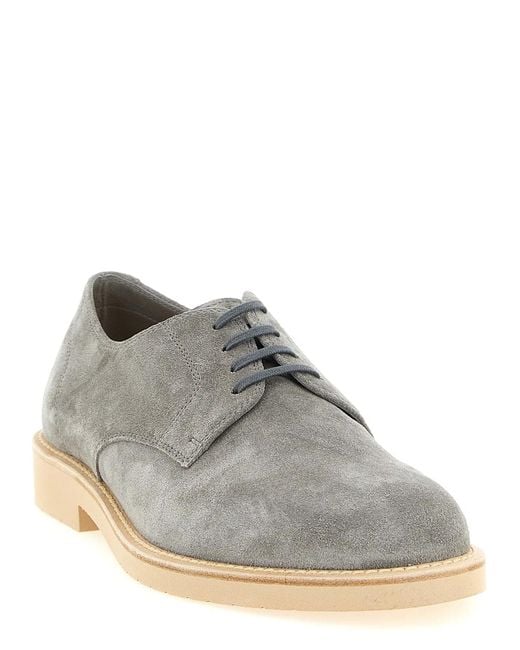 Brunello Cucinelli Gray 'Derby Light' Lace Up Shoes for men