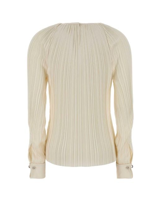 Lanvin White Top Girocollo Plissettato