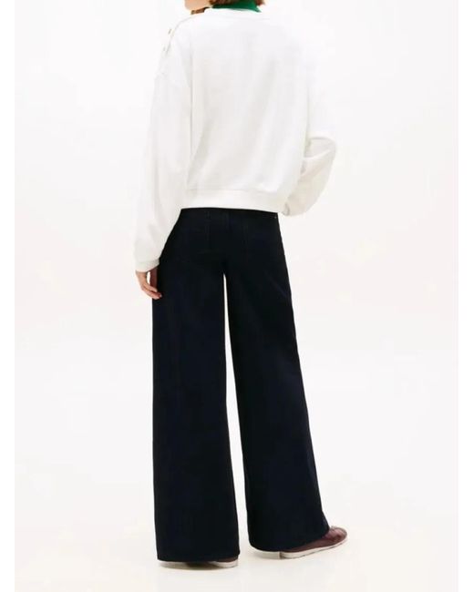 Tommy Hilfiger White Btn Script Terry Swtsrt