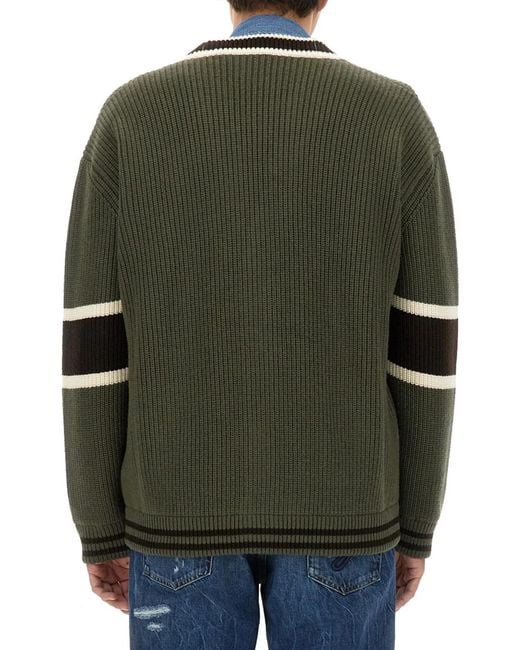 Dolce & Gabbana Green Dolce & Gabbana Wool Cardigan for men