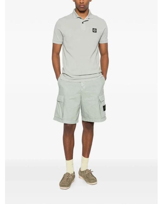 Stone Island Green Nylon Panama Loose Fit Cargo Bermudas for men