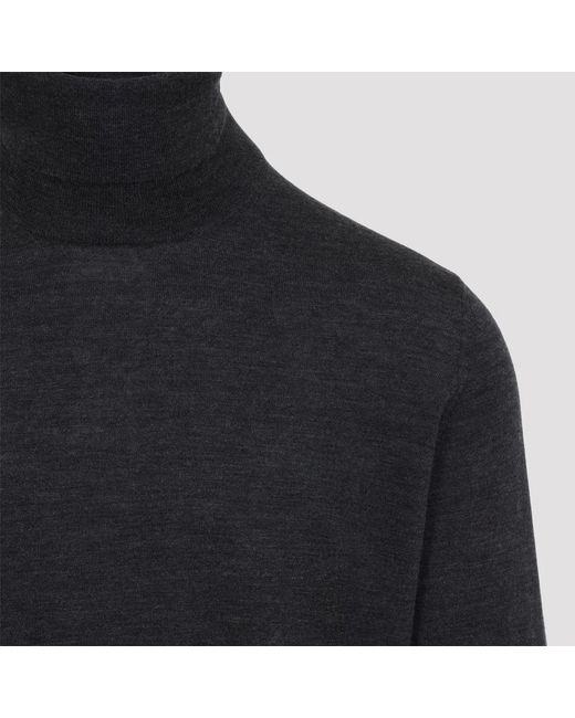 Brunello Cucinelli Blue Dark Virgin Wool Cashmere Turtleneck for men