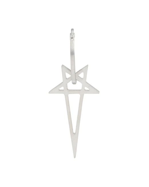Rick Owens White Pentagram Earring for men