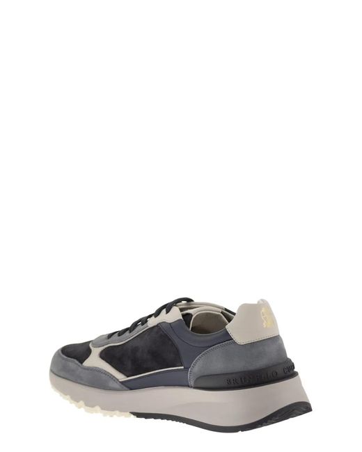 Brunello Cucinelli Gray Light And Nubuck And Suede Runners With A Lightweight Micro Sole for men