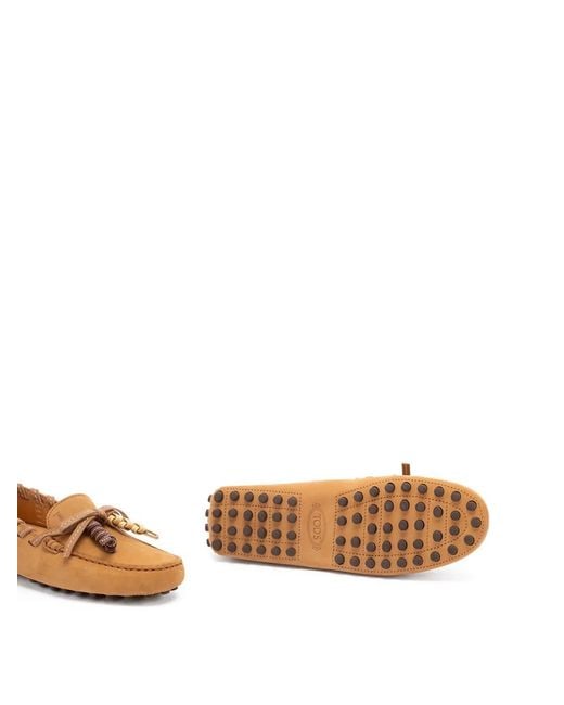Tod's Brown Light Camel Calf Leather Tassel Shoes