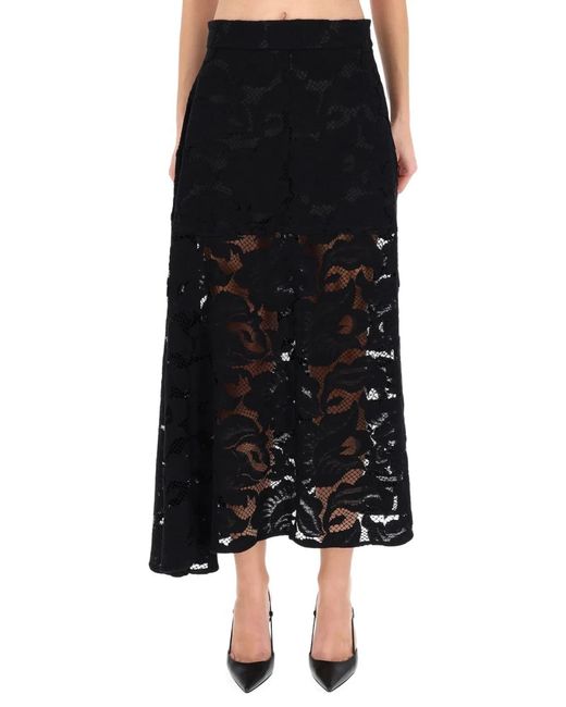 Patou Black Lace Midi Skirt