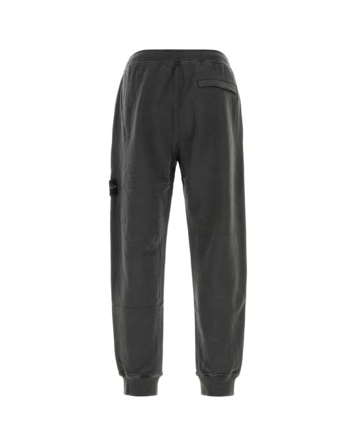 Stone Island Black Charcoal Cotton Joggers for men