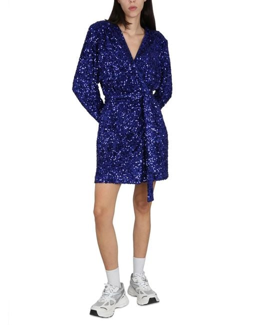ROTATE BIRGER CHRISTENSEN Blue Sequined Dress
