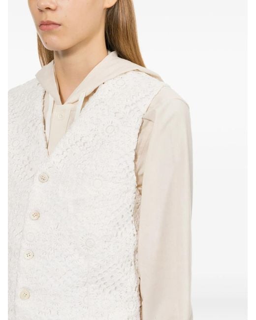 Comme des Garçons White Floral-Embroidered Vest