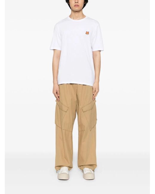 Maison Kitsuné White Maison Kitsuné Fox Head Cotton T-Shirt for men
