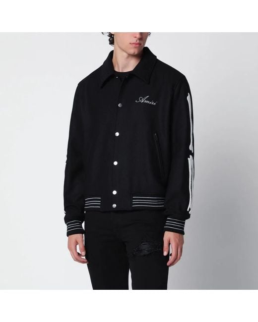 Amiri Black Wool Blend Jacket With Logo for men